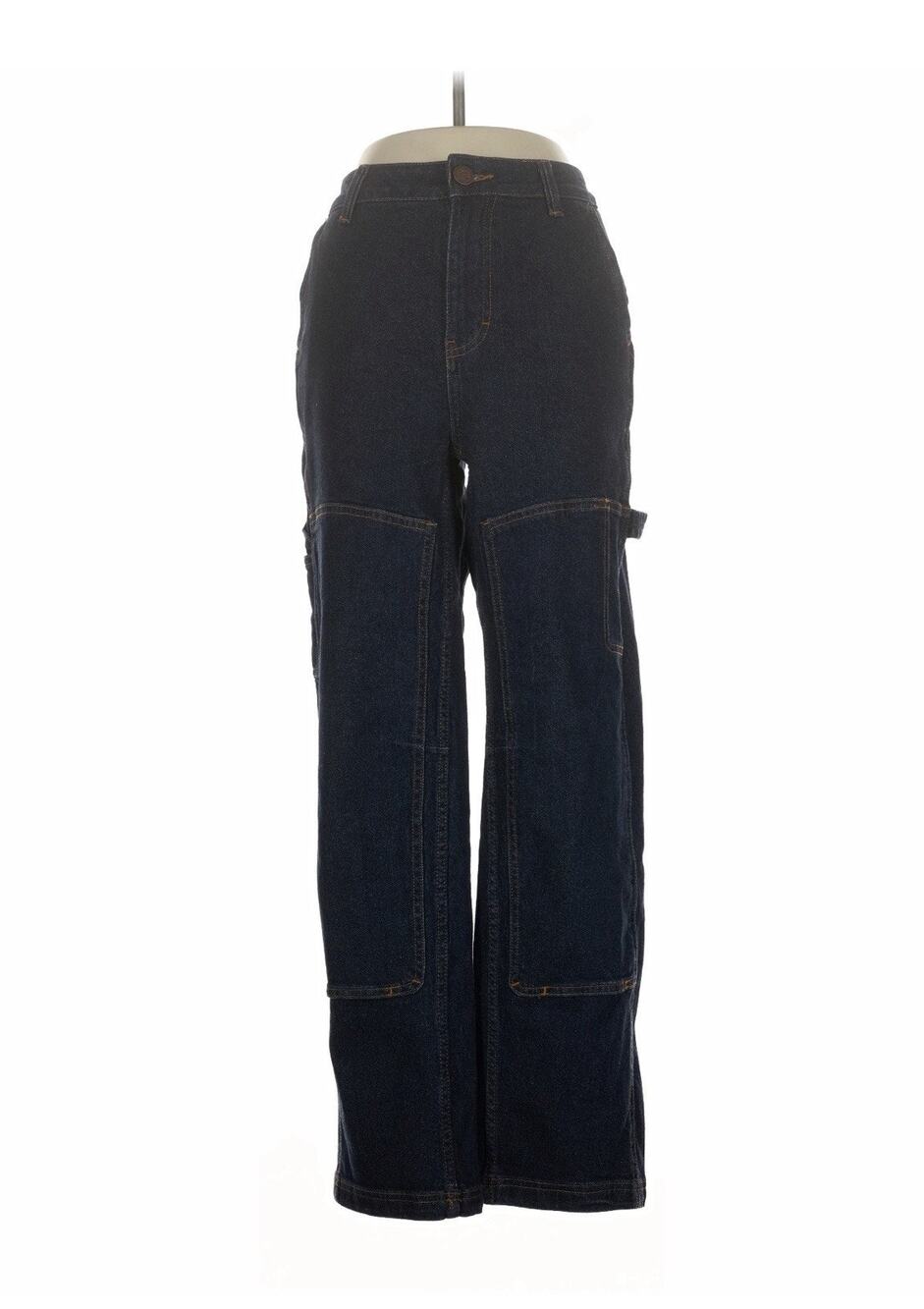 Ripton Blue Leroy High Waist Straight Leg Double Knee Cargo Jeans 25 X 30